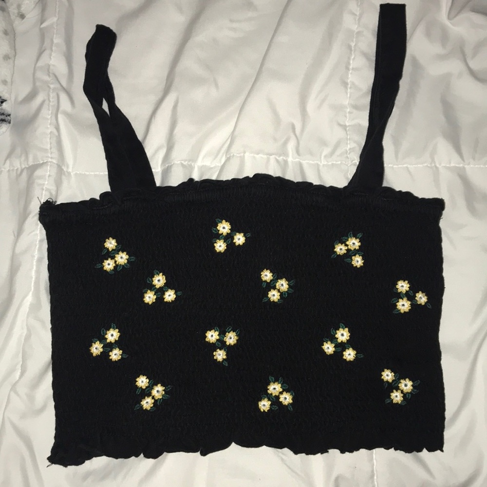 Black floral cami top/tube top